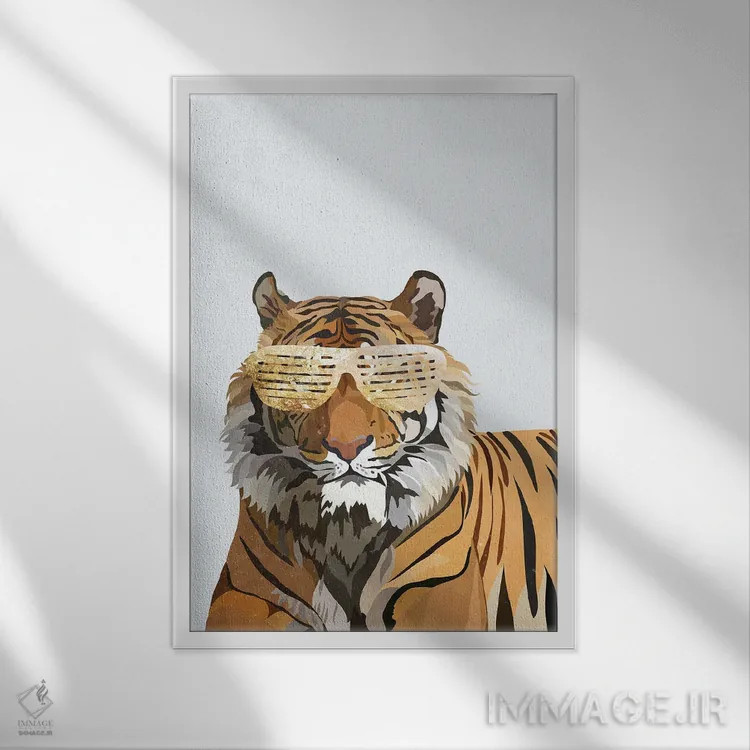 تابلو دکوراتیو ببر هیپ هاپ اثر سارا مانوفسکی - نمای قابدار سفید