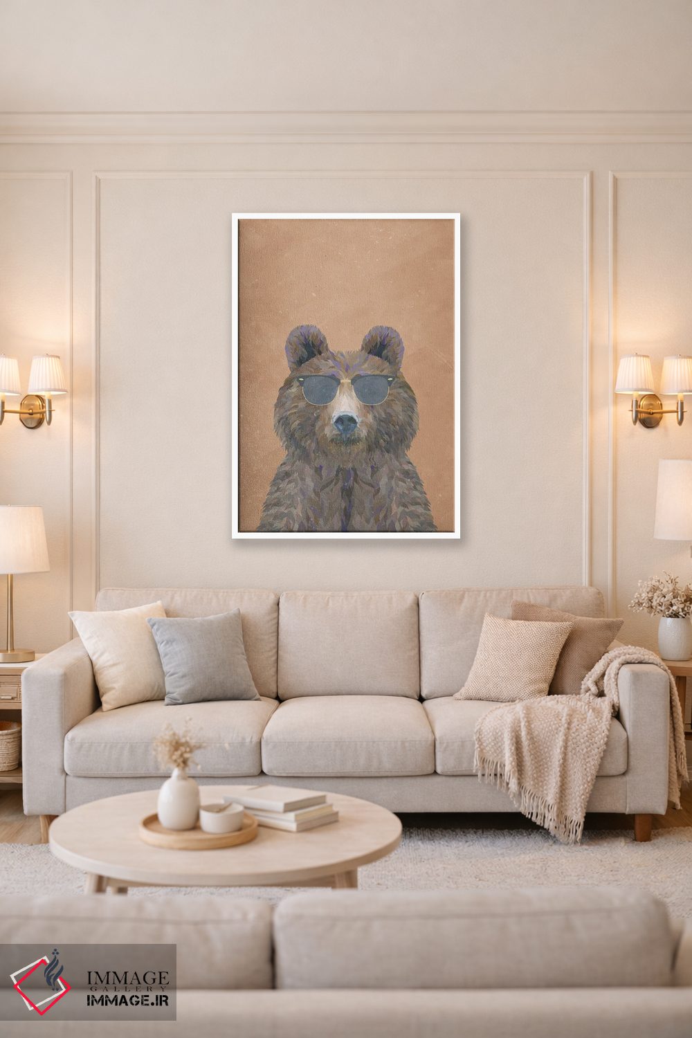 تابلو دکوراتیو خرس قهوه ای باحال اثر سارا مانوفسکی - D2W