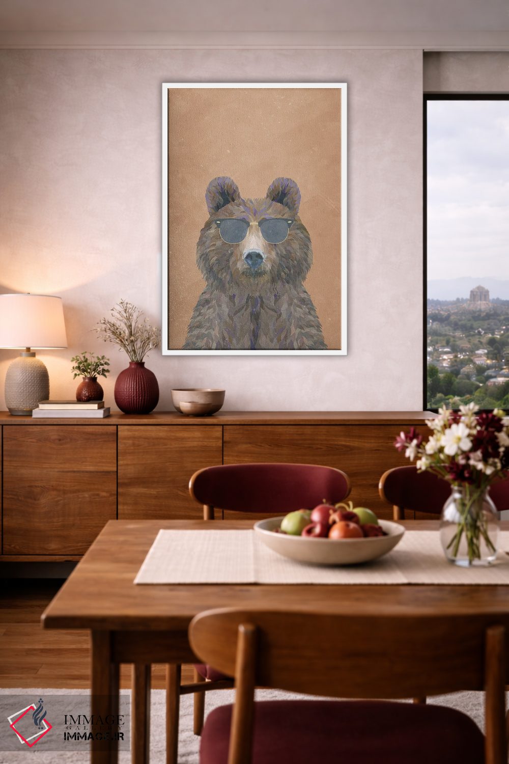 تابلو دکوراتیو خرس قهوه ای باحال اثر سارا مانوفسکی - D3W