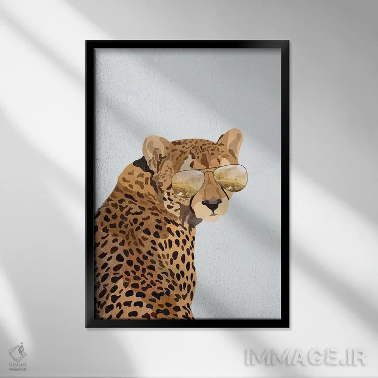 تابلو دکوراتیو یوزپلنگ ستاره اثر سارا مانوفسکی - نمای قابدار مشکی