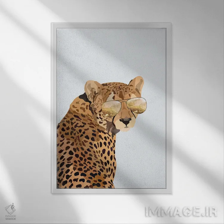 تابلو دکوراتیو یوزپلنگ ستاره اثر سارا مانوفسکی - نمای قابدار سفید