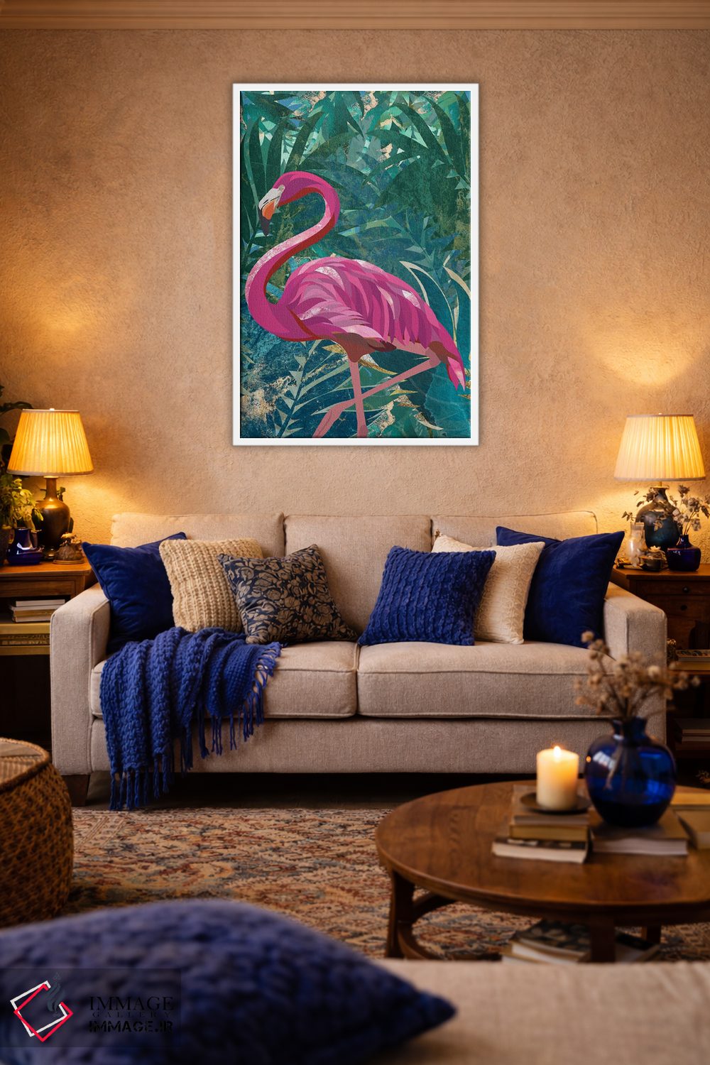 تابلو مینیمال فلامینگو در جنگل اثر سارا مانوفسکی - D3W