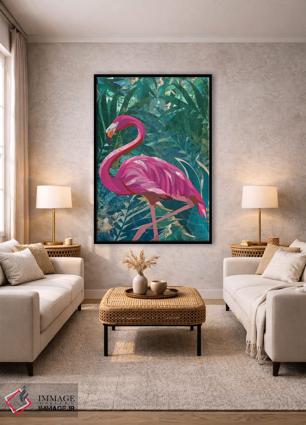تابلو مینیمال فلامینگو در جنگل اثر سارا مانوفسکی - D1B