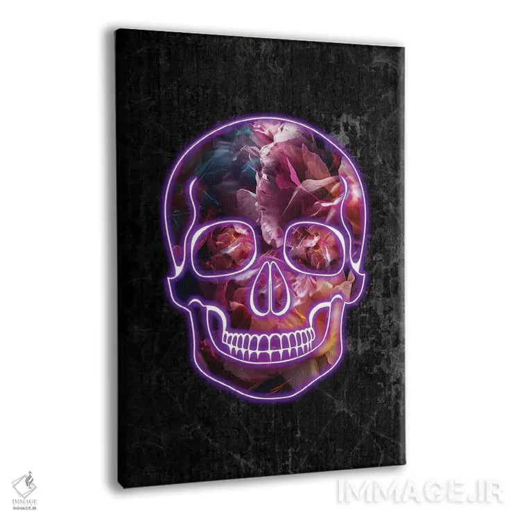 تابلو دکوراتیو جمجمه نئونی هالووین اثر سارا مانوفسکی - نمای پرسپکتیو محصول