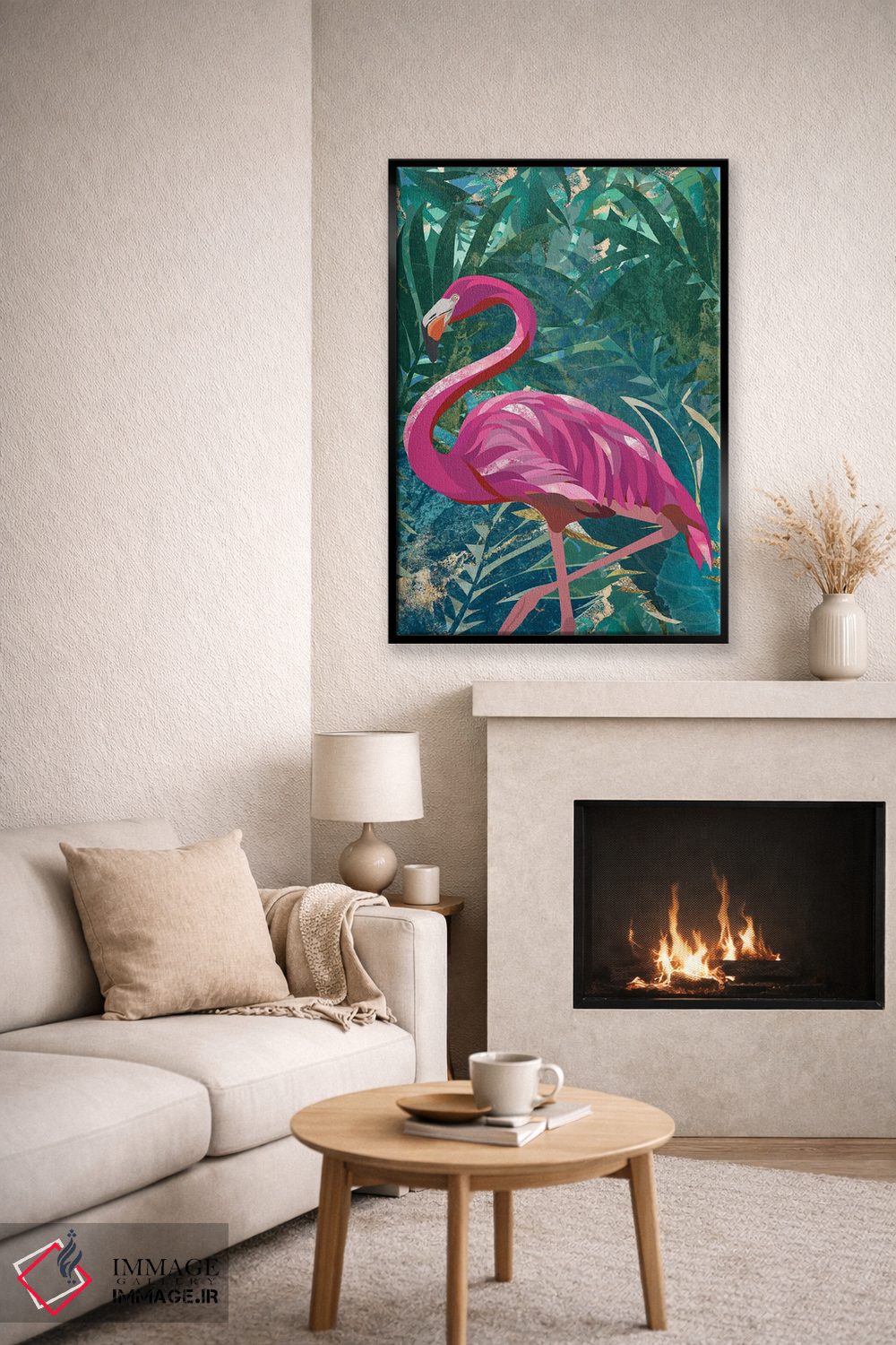 تابلو مینیمال فلامینگو در جنگل اثر سارا مانوفسکی - D6B