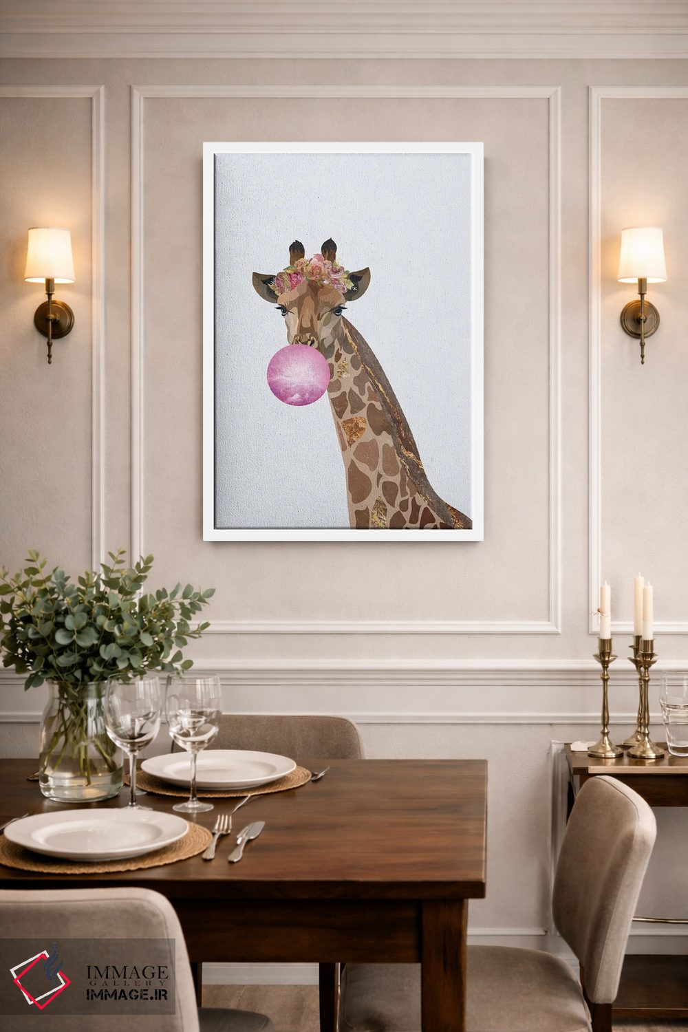 تابلو دکوراتیو زرافه آدامسی اثر سارا مانوفسکی - D1W