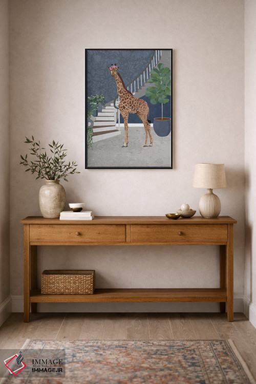 تابلو دکوراتیو زرافه و پله ها اثر سارا مانوفسکی - D2B