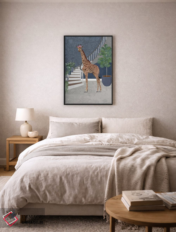 تابلو دکوراتیو زرافه و پله ها اثر سارا مانوفسکی - D6B