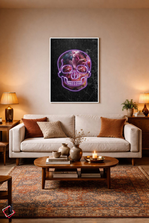 تابلو دکوراتیو جمجمه نئونی هالووین اثر سارا مانوفسکی - D2W