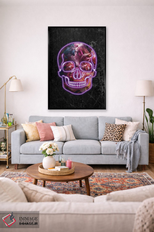 تابلو دکوراتیو جمجمه نئونی هالووین اثر سارا مانوفسکی - D1B