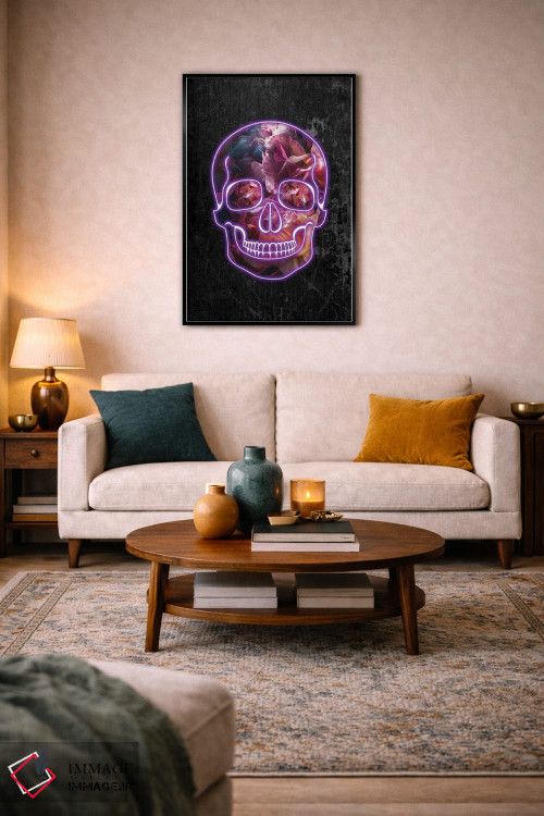 تابلو دکوراتیو جمجمه نئونی هالووین اثر سارا مانوفسکی - D5B