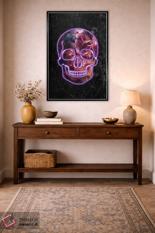 تابلو دکوراتیو جمجمه نئونی هالووین اثر سارا مانوفسکی - D4B