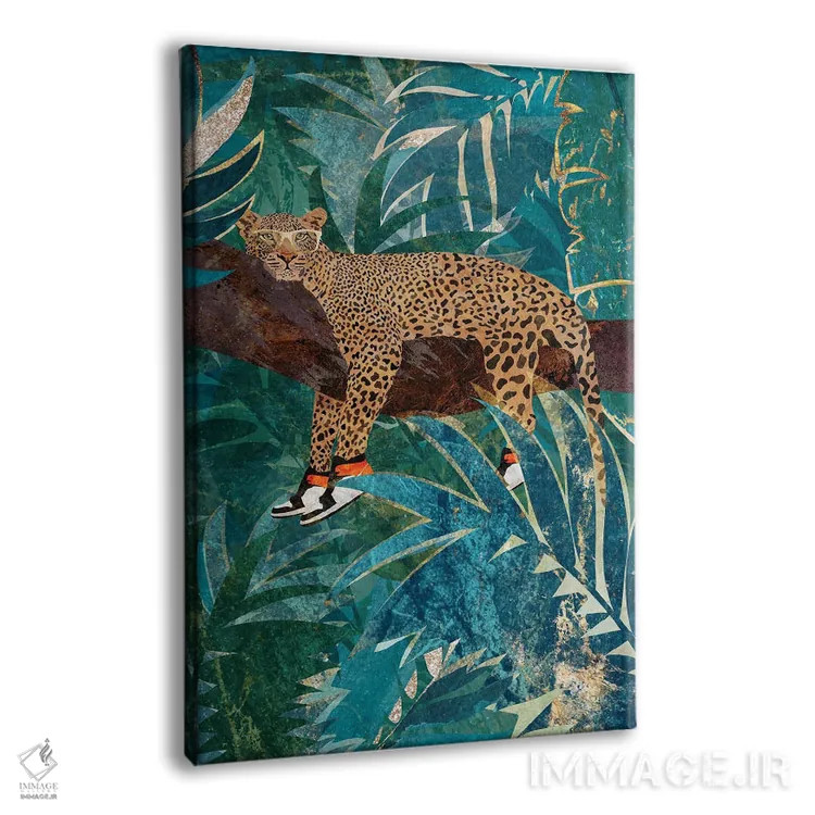 تابلو دکوراتیو پلنگ با کفش ورزشی اثر سارا مانوفسکی - نمای پرسپکتیو محصول