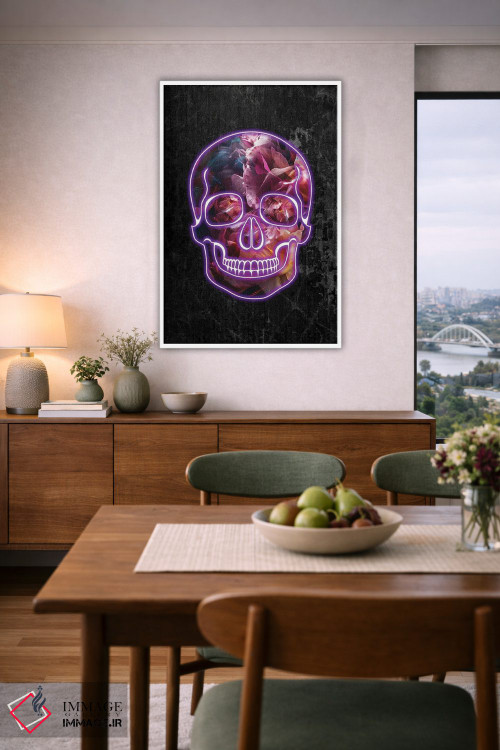 تابلو دکوراتیو جمجمه نئونی هالووین اثر سارا مانوفسکی - D6W