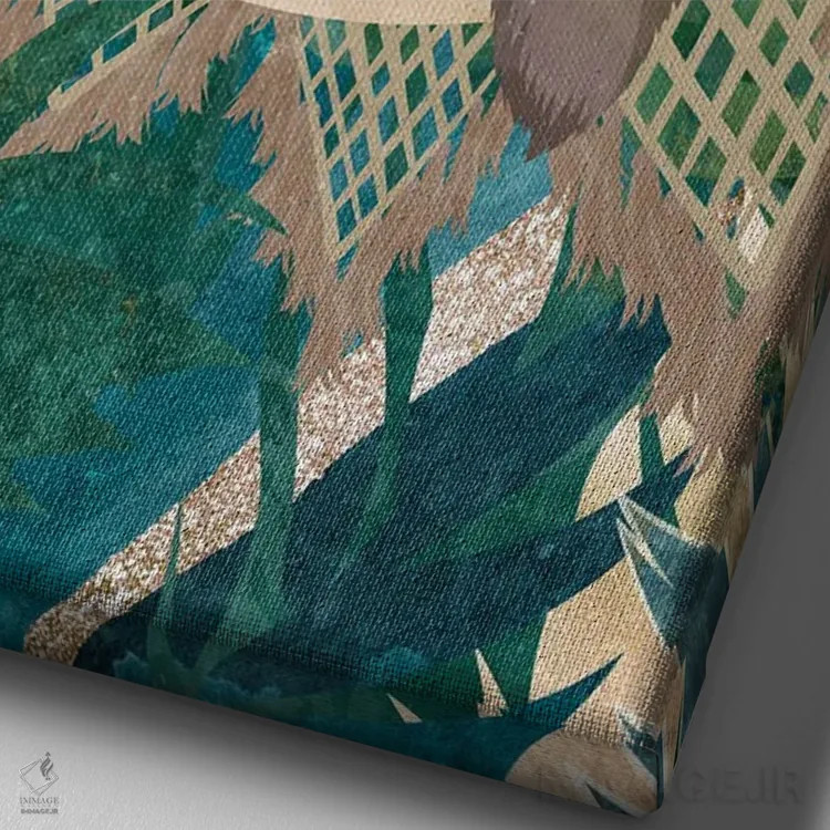 تابلو دکوراتیو تنبلی در جنگل اثر سارا مانوفسکی - نمای نزدیک بافت بوم