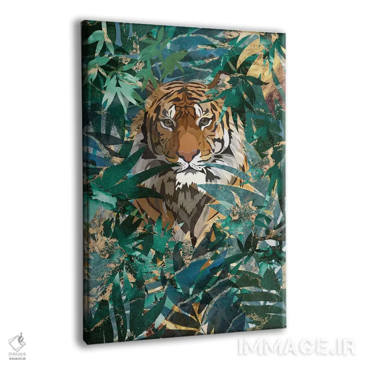 تابلو دکوراتیو ببر در جنگل اثر سارا مانوفسکی - نمای پرسپکتیو محصول