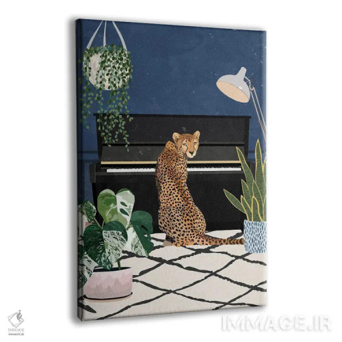 تابلو دکوراتیو یوزپلنگ نوازنده پیانو اثر سارا مانوفسکی - نمای پرسپکتیو محصول