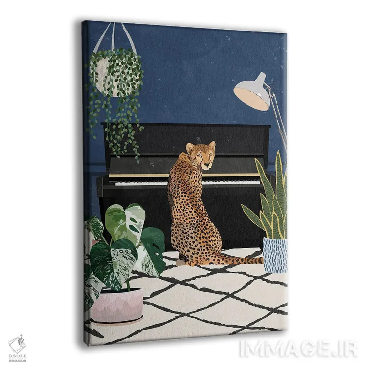 تابلو دکوراتیو یوزپلنگ نوازنده پیانو اثر سارا مانوفسکی - نمای پرسپکتیو محصول