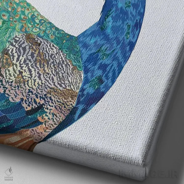 تابلو دکوراتیو طاووس بی نقص اثر سارا مانوفسکی - نمای نزدیک بافت بوم