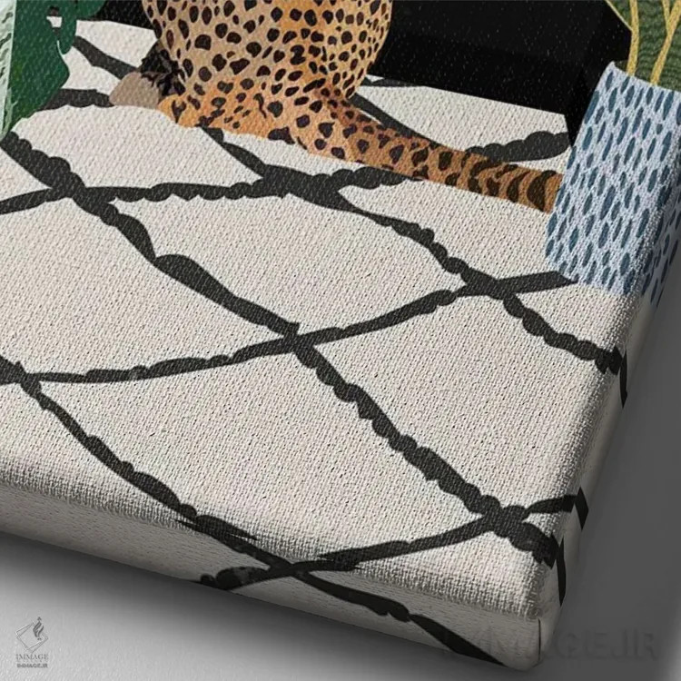 تابلو دکوراتیو یوزپلنگ نوازنده پیانو اثر سارا مانوفسکی - نمای نزدیک بافت بوم