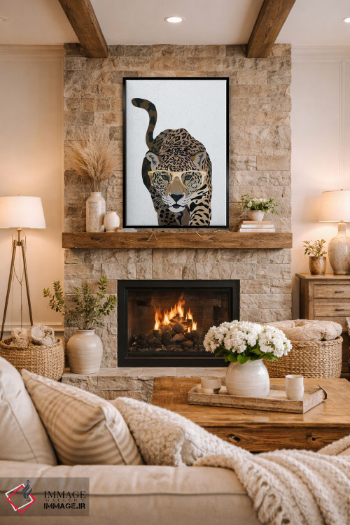 تابلو دکوراتیو پلنگ کنجکاو با عینک اثر سارا مانوفسکی - D2B