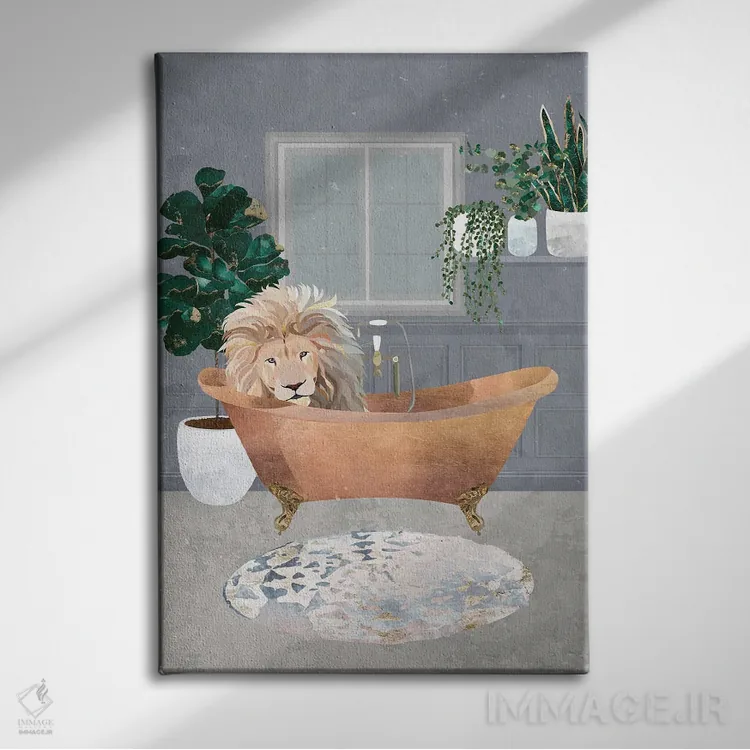 تابلو دکوراتیو شاه لئو در وان مسی اثر سارا مانوفسکی - نمای روبهرو روی دیوار