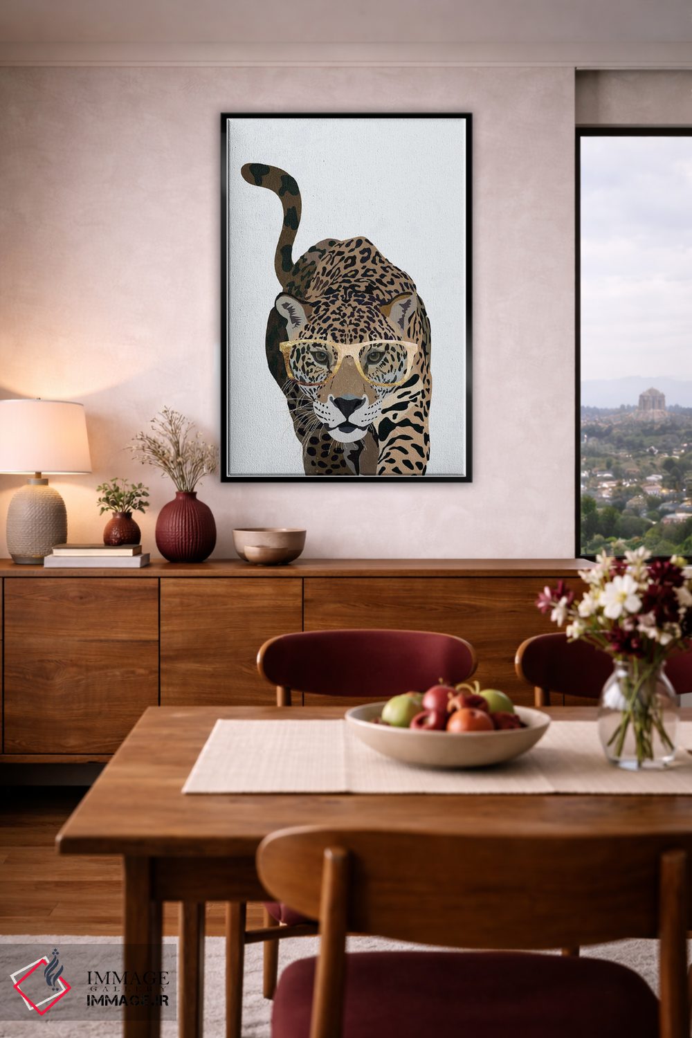 تابلو دکوراتیو پلنگ کنجکاو با عینک اثر سارا مانوفسکی - D6B