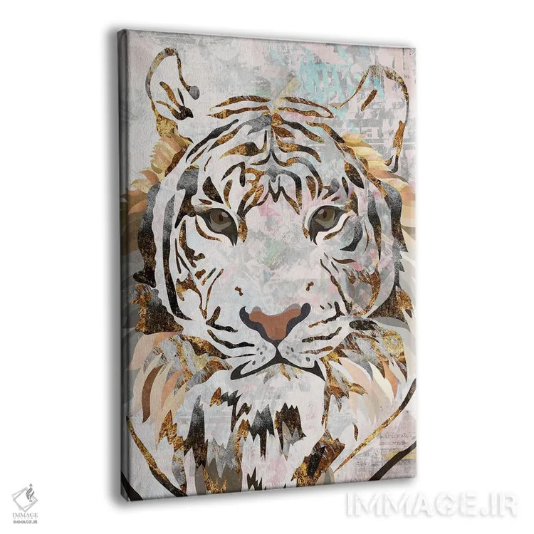 تابلو دکوراتیو ببر طلایی فلزی با سبک گرانج اثر سارا مانوفسکی - نمای پرسپکتیو محصول