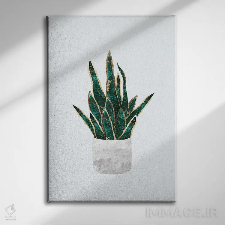 تابلو مدرن سانسوریا فلزی اثر سارا مانوفسکی - نمای روبهرو روی دیوار