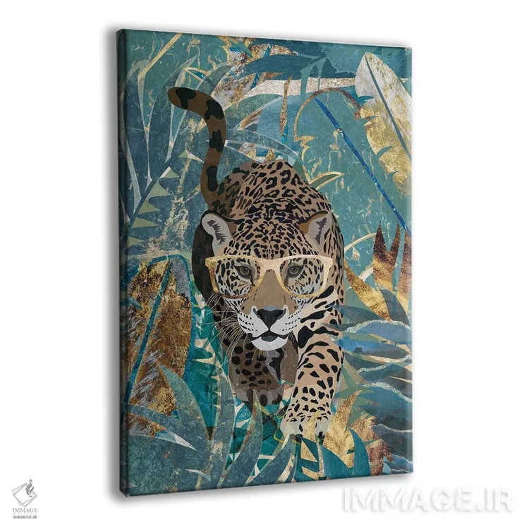 تابلو دکوراتیو پلنگ کنجکاو در جنگل اثر سارا مانوفسکی - نمای پرسپکتیو محصول