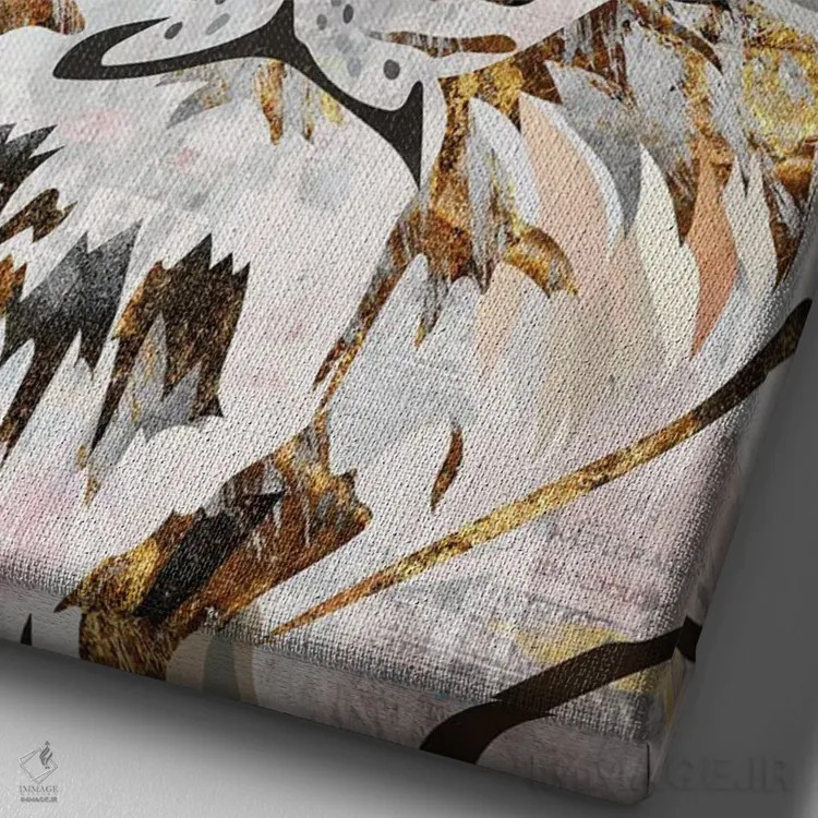 تابلو دکوراتیو ببر طلایی فلزی با سبک گرانج اثر سارا مانوفسکی - نمای نزدیک بافت بوم