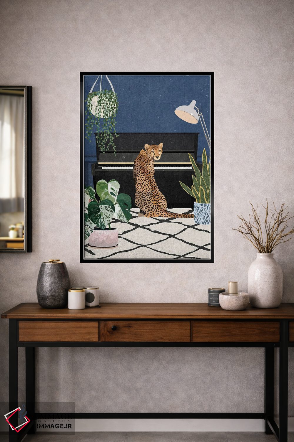 تابلو دکوراتیو یوزپلنگ نوازنده پیانو اثر سارا مانوفسکی - D1B