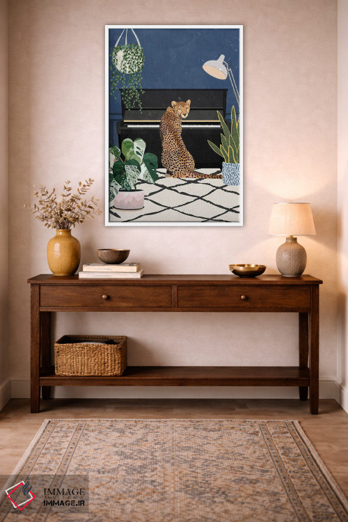تابلو دکوراتیو یوزپلنگ نوازنده پیانو اثر سارا مانوفسکی - D2W
