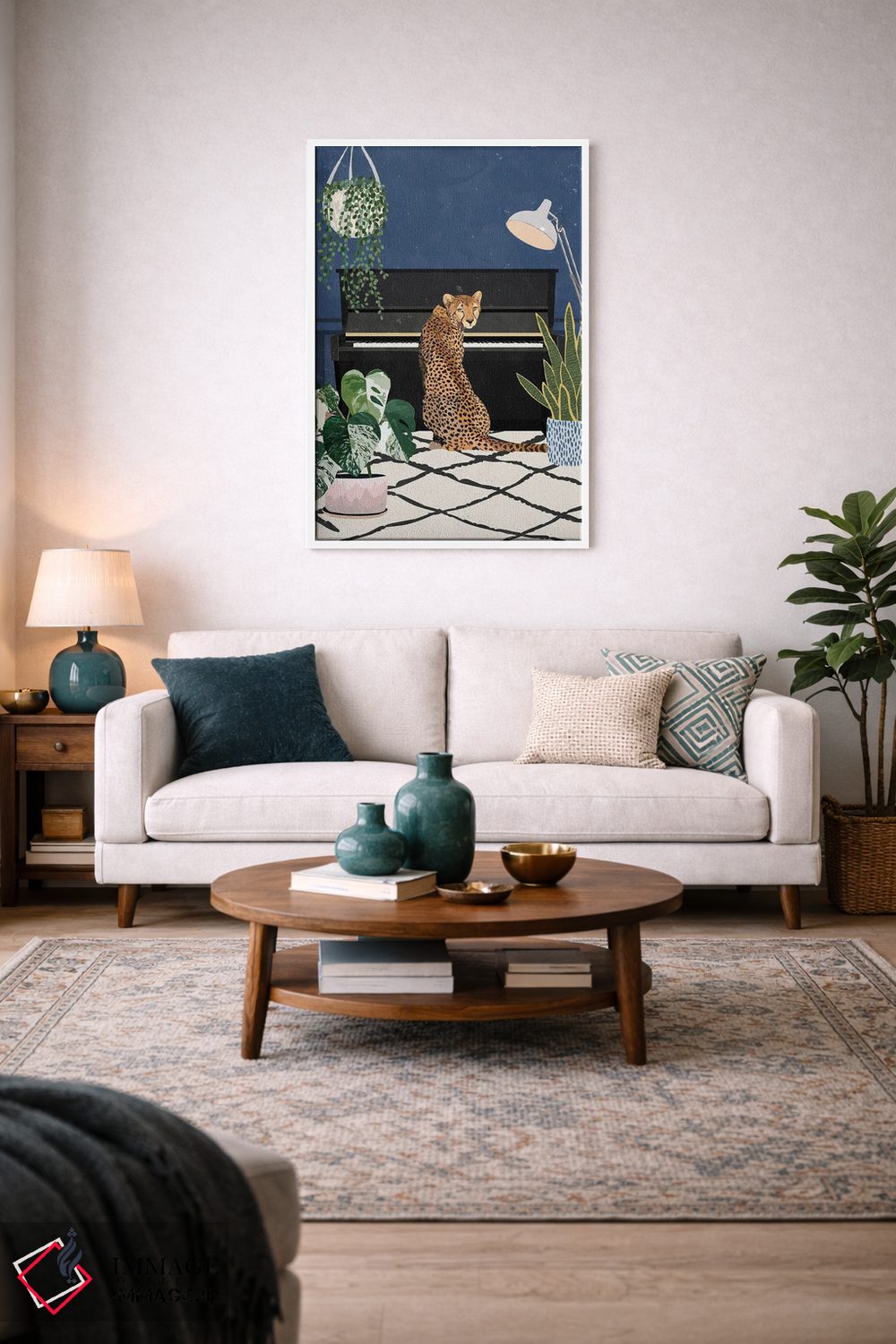 تابلو دکوراتیو یوزپلنگ نوازنده پیانو اثر سارا مانوفسکی - D3W