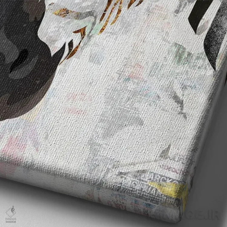 تابلو دکوراتیو گورخر طلایی فلزی با سبک گرانج اثر سارا مانوفسکی - نمای نزدیک بافت بوم