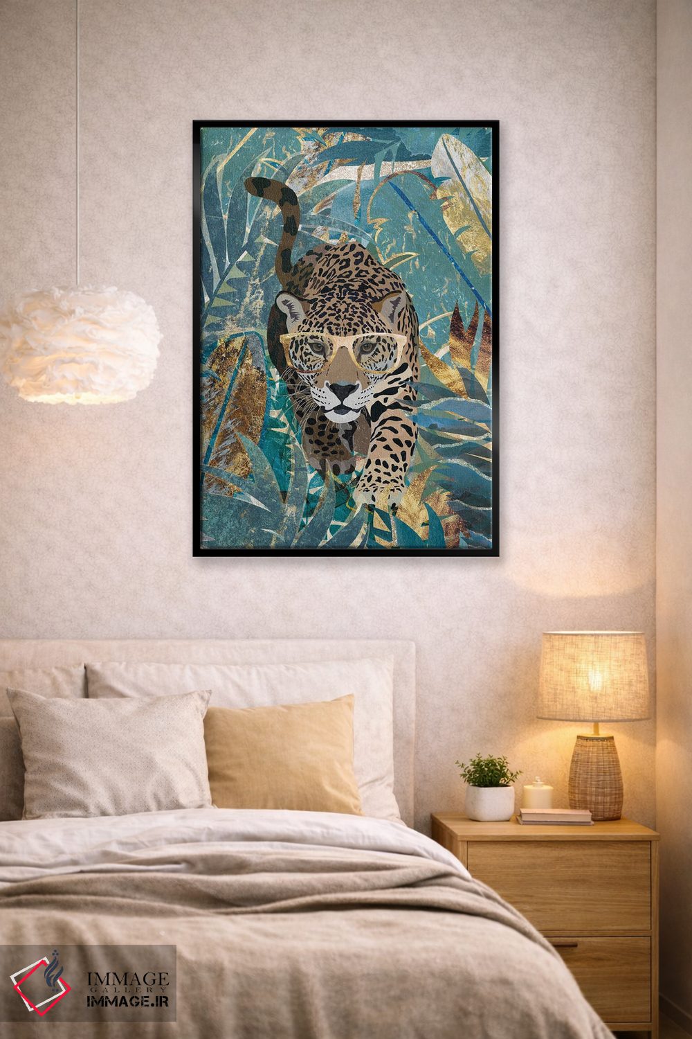 تابلو دکوراتیو پلنگ کنجکاو در جنگل اثر سارا مانوفسکی - D1B