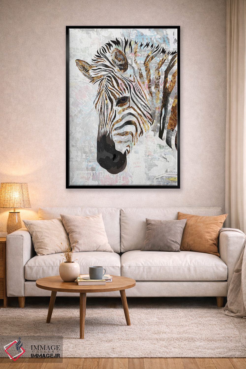 تابلو دکوراتیو گورخر طلایی فلزی با سبک گرانج اثر سارا مانوفسکی - D2B