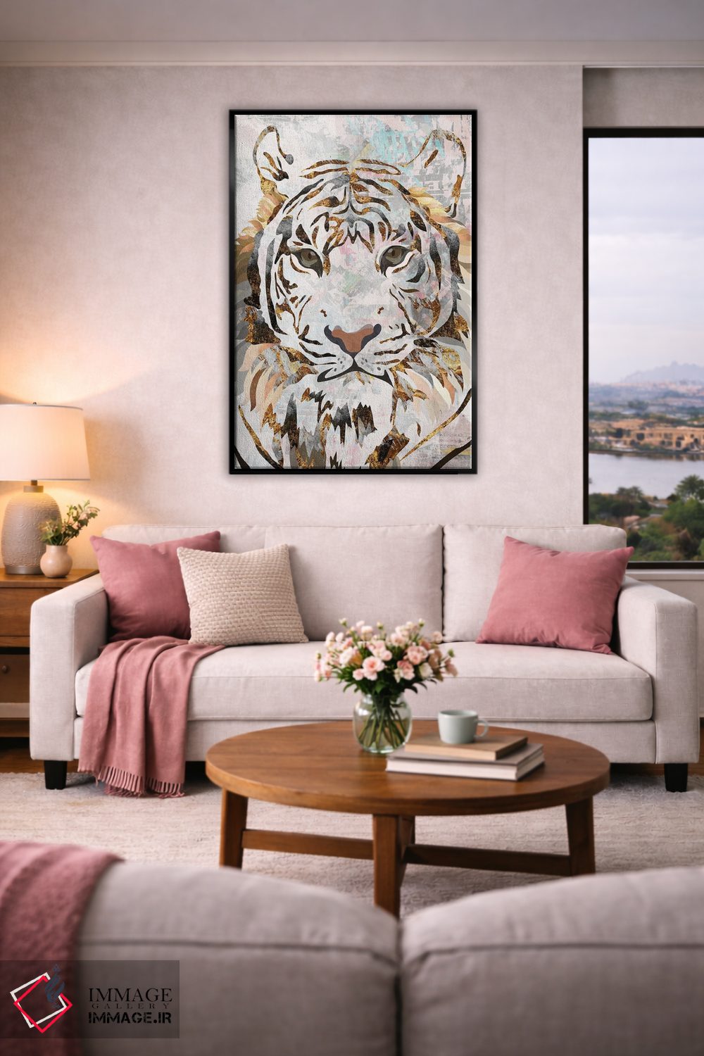 تابلو دکوراتیو ببر طلایی فلزی با سبک گرانج اثر سارا مانوفسکی - D5B