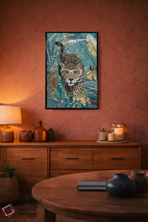 تابلو دکوراتیو پلنگ کنجکاو در جنگل اثر سارا مانوفسکی - D5B