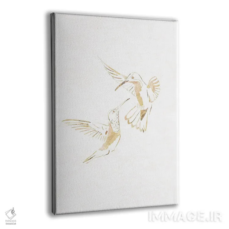 تابلو مدرن مرغ مگس خوار ۱: سیلوئت طلایی اثر سارا مانوفسکی - نمای پرسپکتیو محصول
