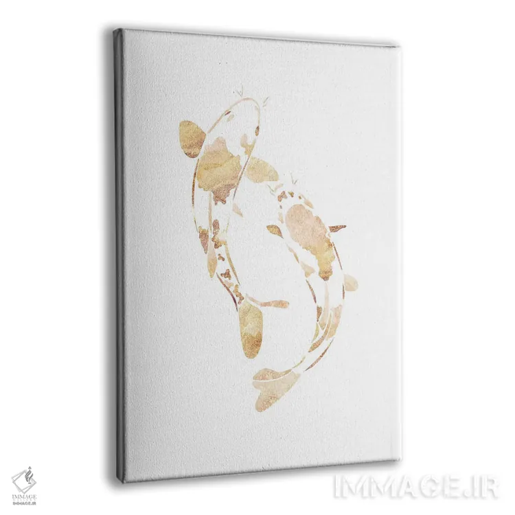 تابلو مدرن ماهی کوی ۱: سیلوئت طلایی اثر سارا مانوفسکی - نمای پرسپکتیو محصول