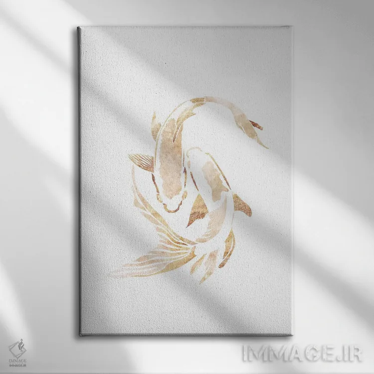 تابلو مدرن ماهی کوی ۲: سیلوئت طلایی اثر سارا مانوفسکی - نمای روبهرو روی دیوار