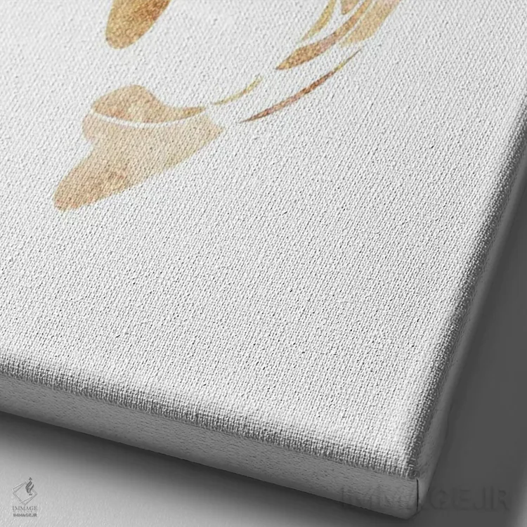 تابلو مدرن ماهی کوی ۱: سیلوئت طلایی اثر سارا مانوفسکی - نمای نزدیک بافت بوم