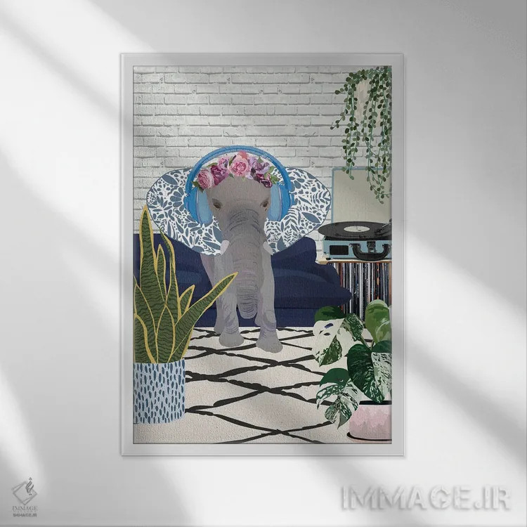 تابلو دکوراتیو اتاق موسیقی فیل اثر سارا مانوفسکی - نمای قابدار سفید