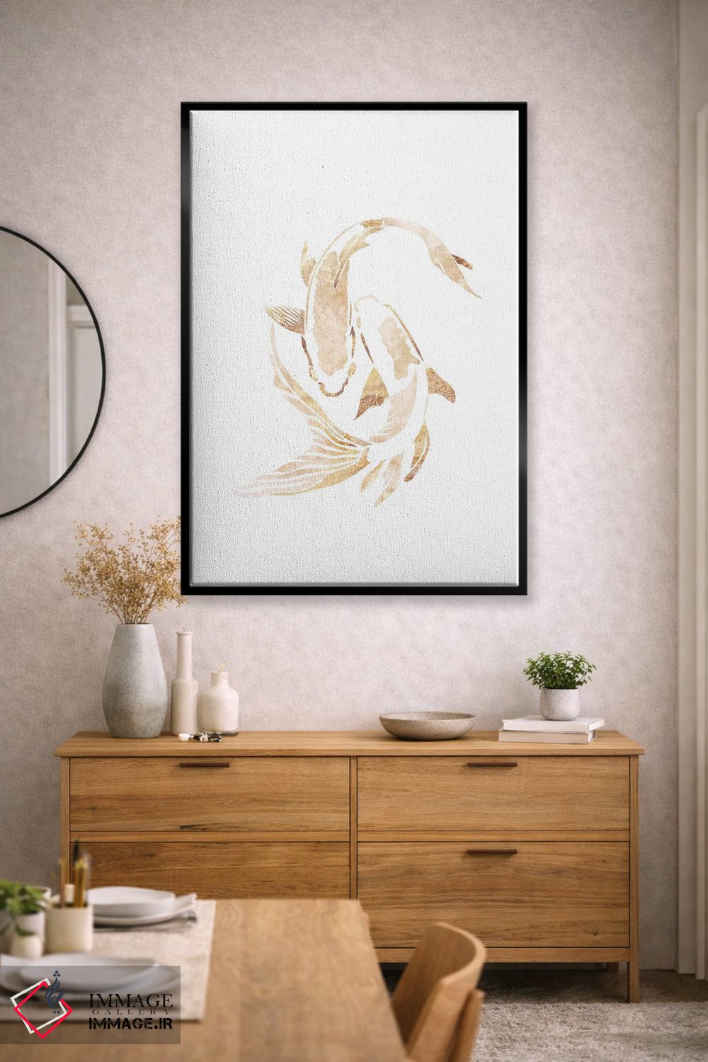 تابلو مدرن ماهی کوی ۲: سیلوئت طلایی اثر سارا مانوفسکی - D1B