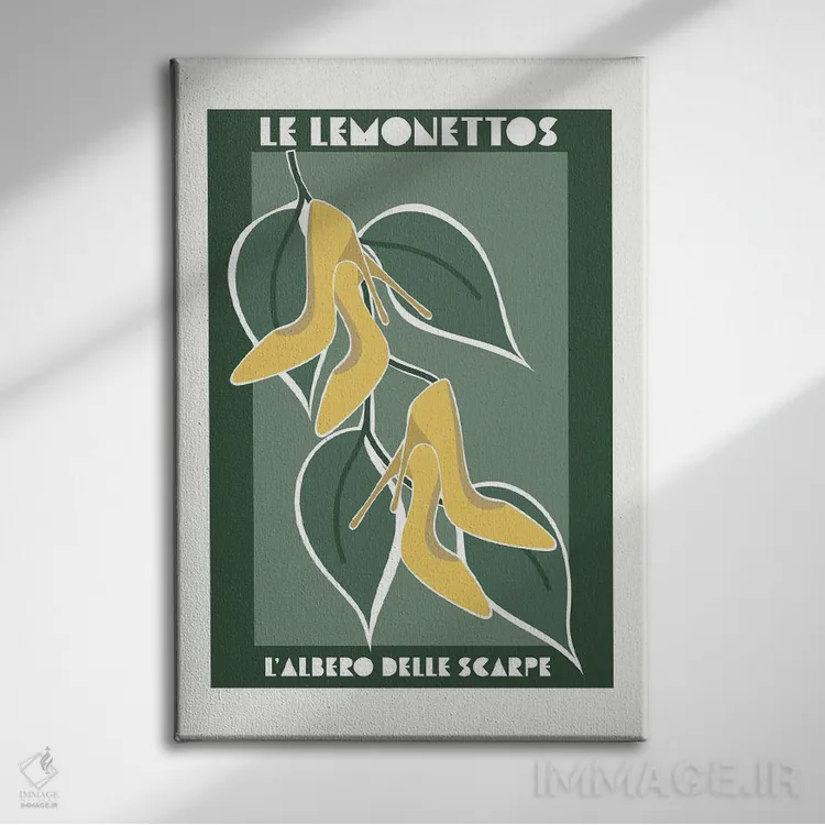 تابلو مدرن درخت لیمویی کفش دار اثر سارا مانوفسکی - نمای روبهرو روی دیوار
