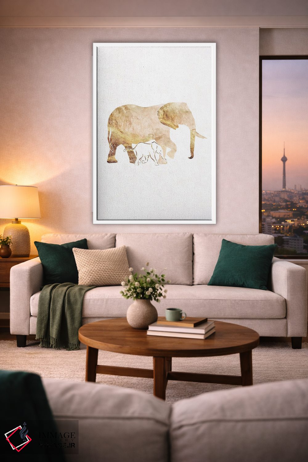 تابلو مدرن فیل ۱: سیلوئت طلایی اثر سارا مانوفسکی - D1W