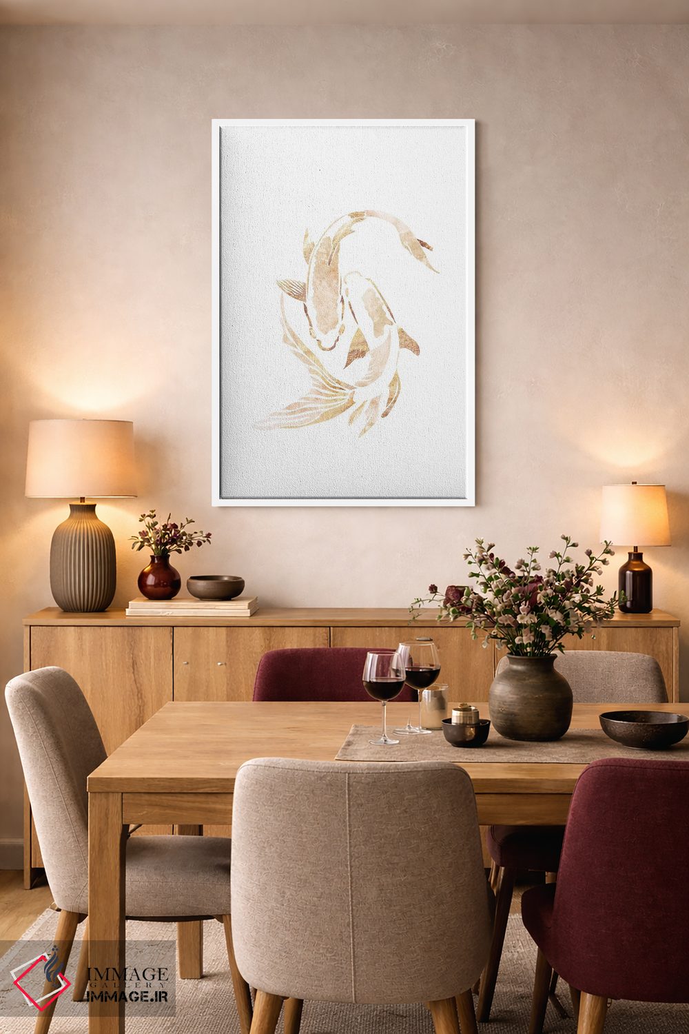تابلو مدرن ماهی کوی ۲: سیلوئت طلایی اثر سارا مانوفسکی - D5W