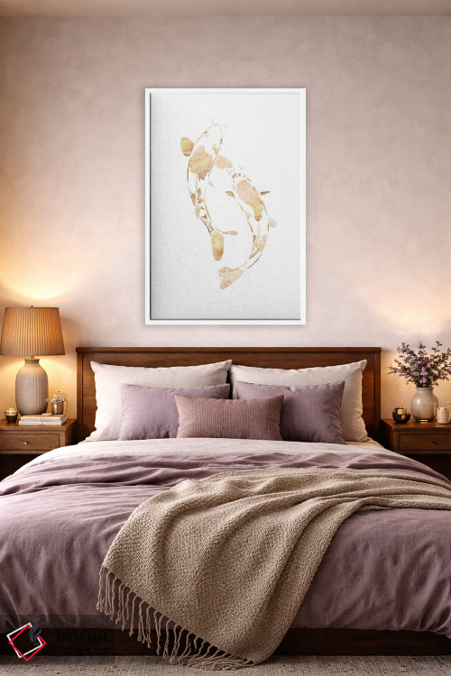 تابلو مدرن ماهی کوی ۱: سیلوئت طلایی اثر سارا مانوفسکی - D3W