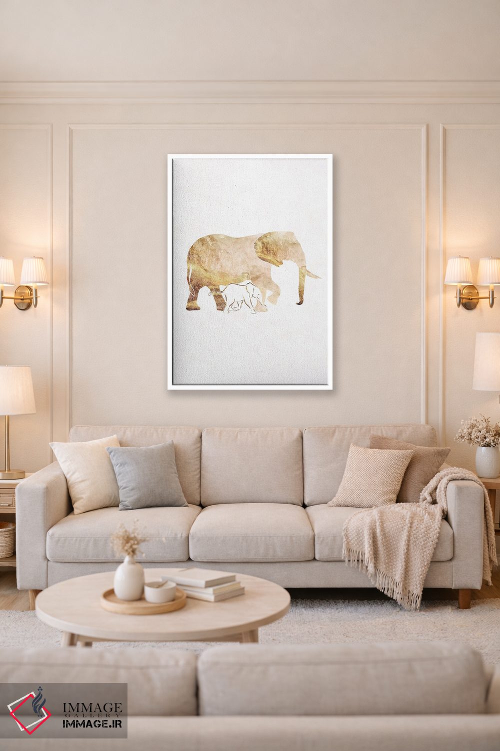 تابلو مدرن فیل ۱: سیلوئت طلایی اثر سارا مانوفسکی - D3W